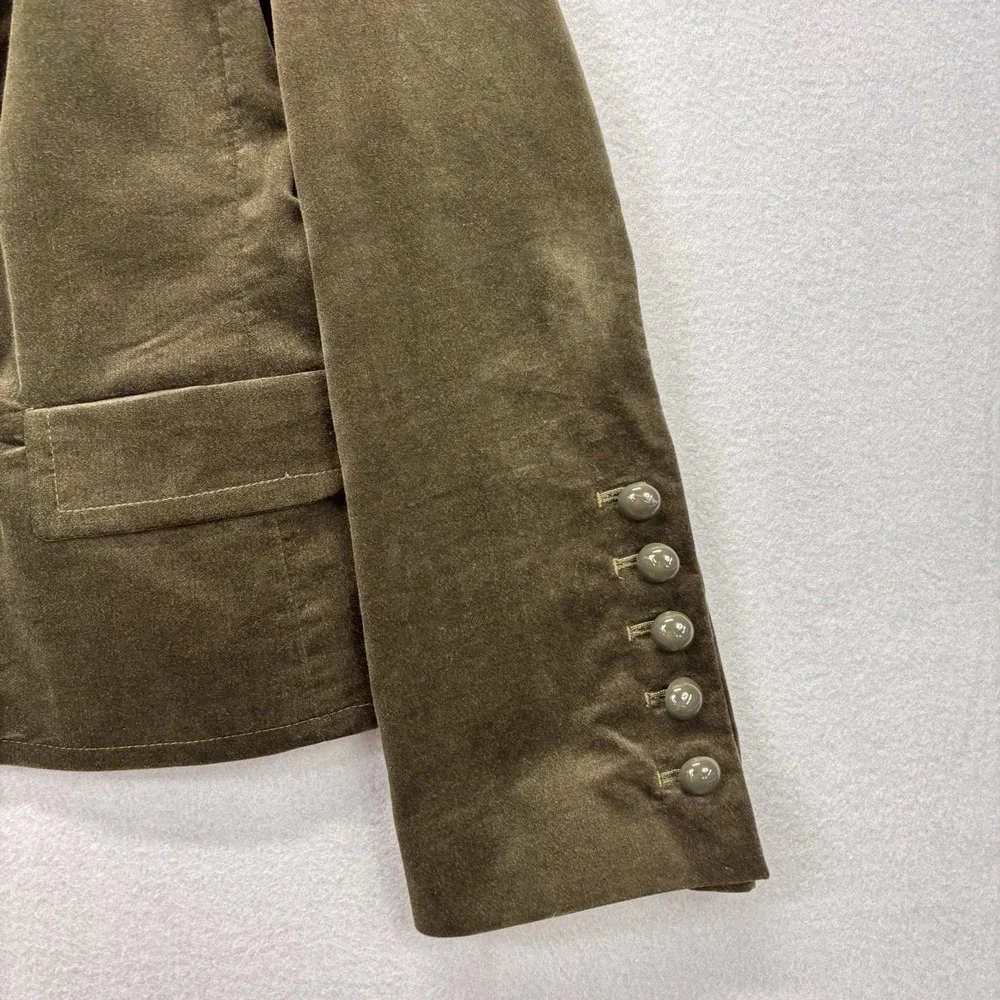 Talbots Velvet Military Button Jacket‎ Blazer Olive Green Womens 10 Quiet Luxury